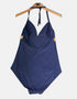 Navy Blue ladies swim suit with gold line FM